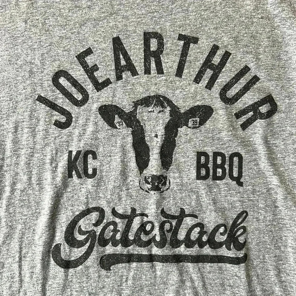 Three KC Shirt Gray Joe Arthur Gatestack Cow Head Tee Size Large Ted Lasso BBQ - Picture 3 of 8